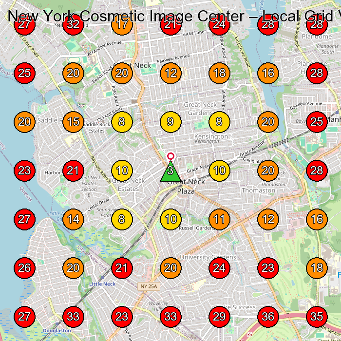 New York Cosmetic Image Center GeoGrid visibility map for Beauty Salon in Queens